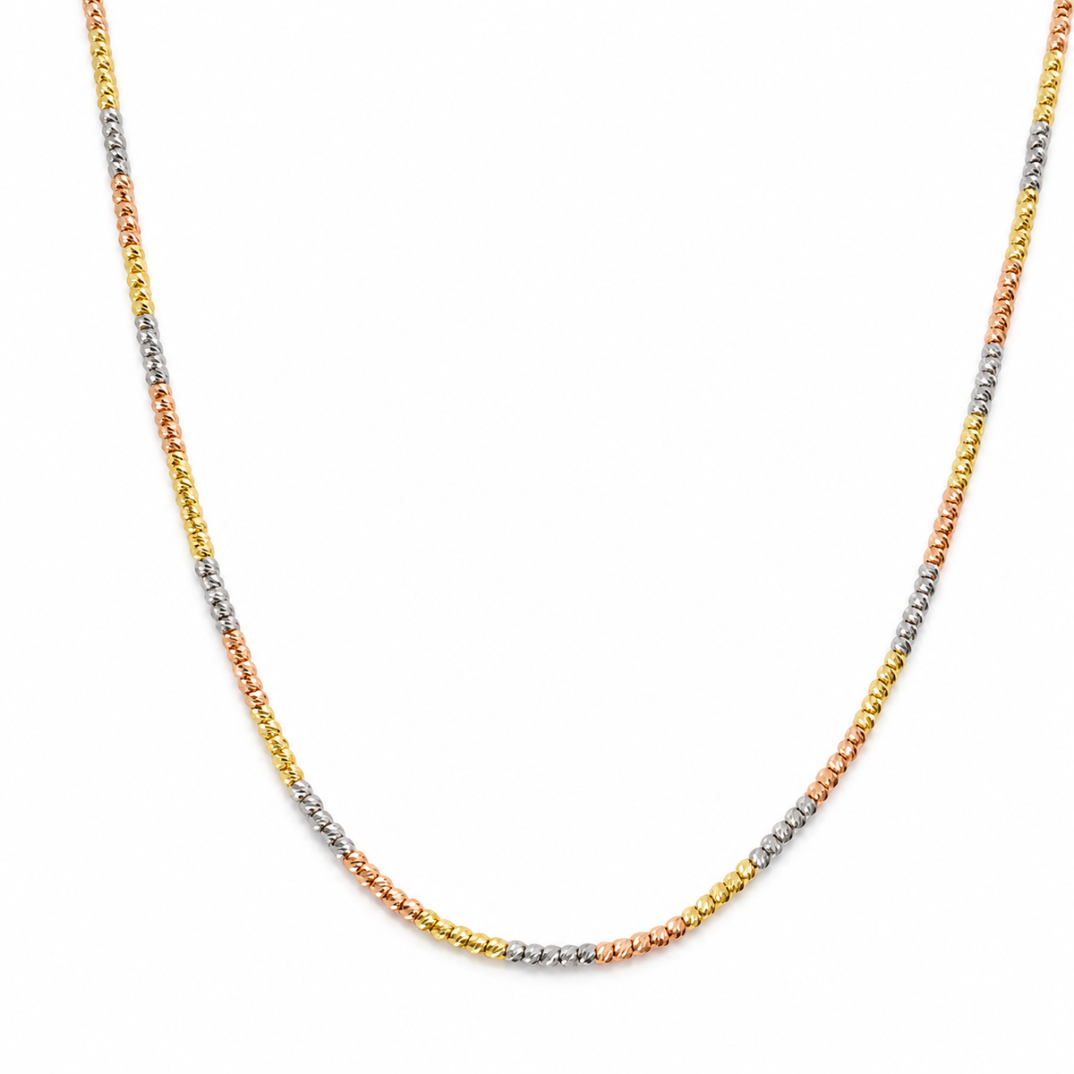 Three Colors Diamond Cut Balls Necklace 18k