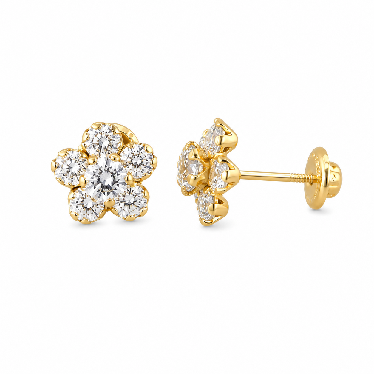 Zirconia Flower Stud Earrings