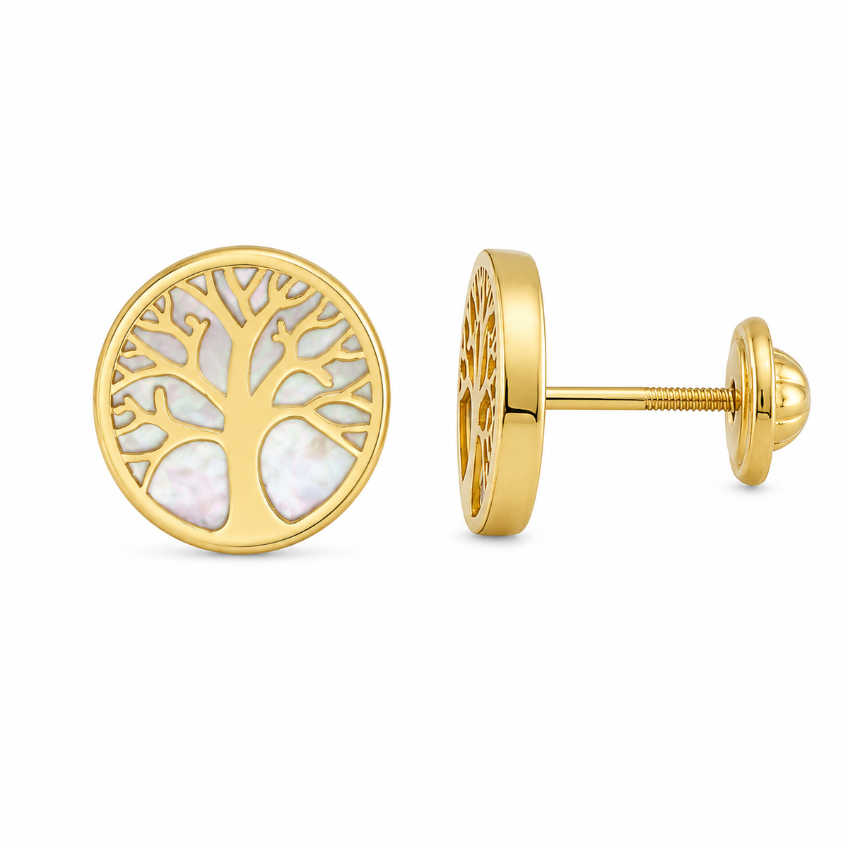 Tree of Life Pearl Stud Earrings
