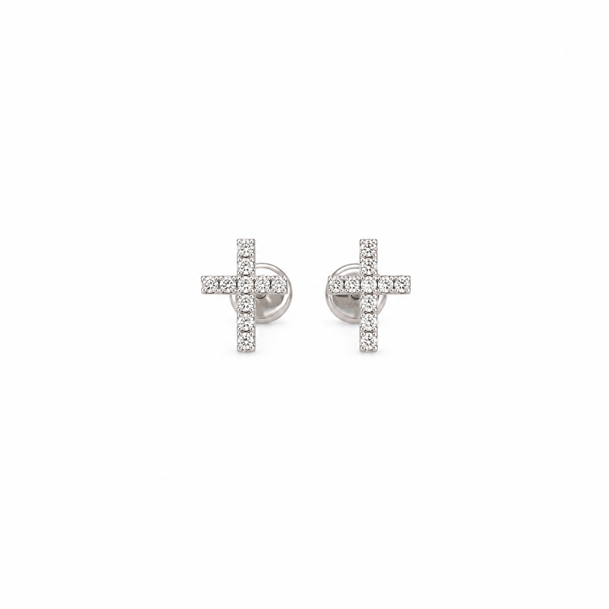 White Cross Stud Earrings