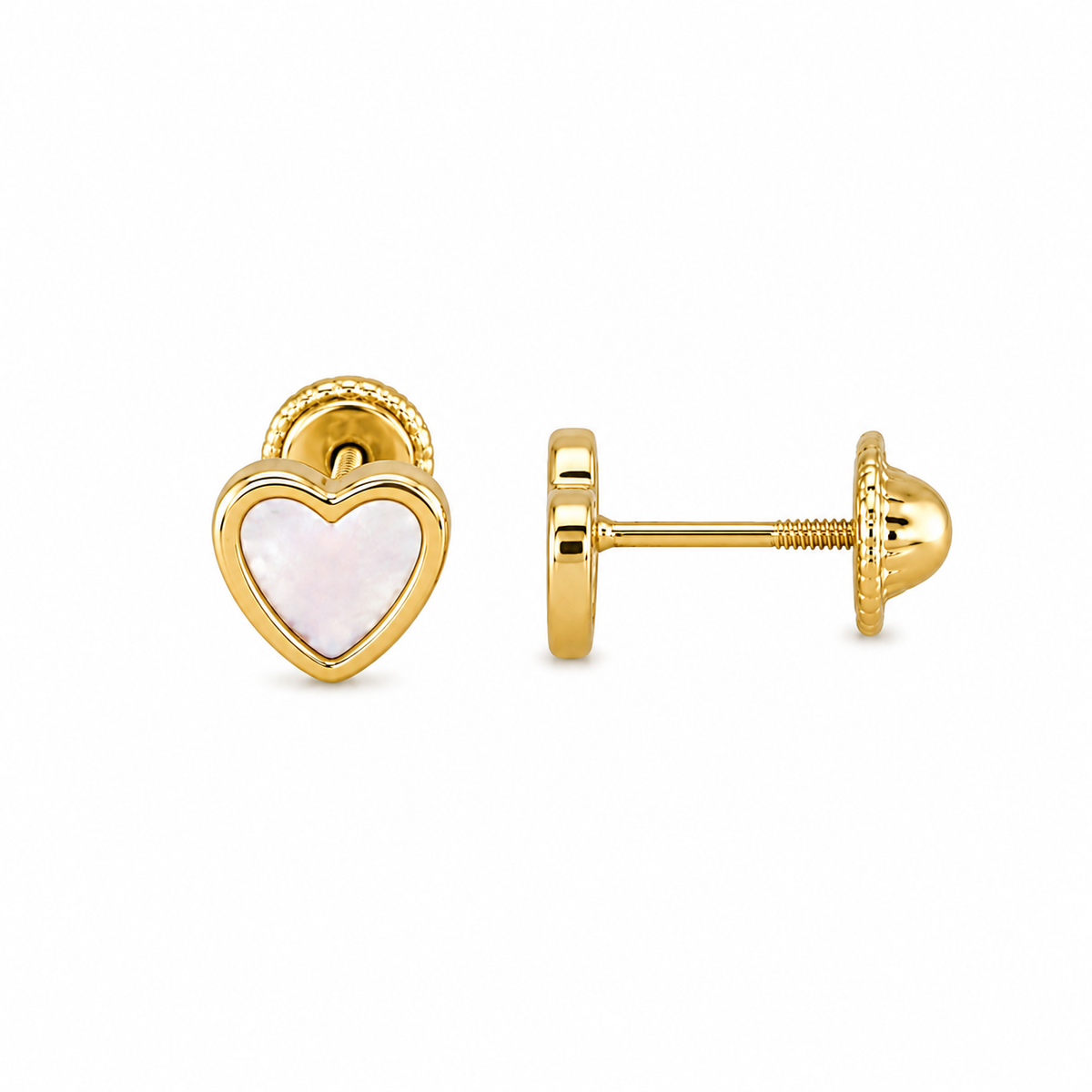 White Heart Stud Earrings