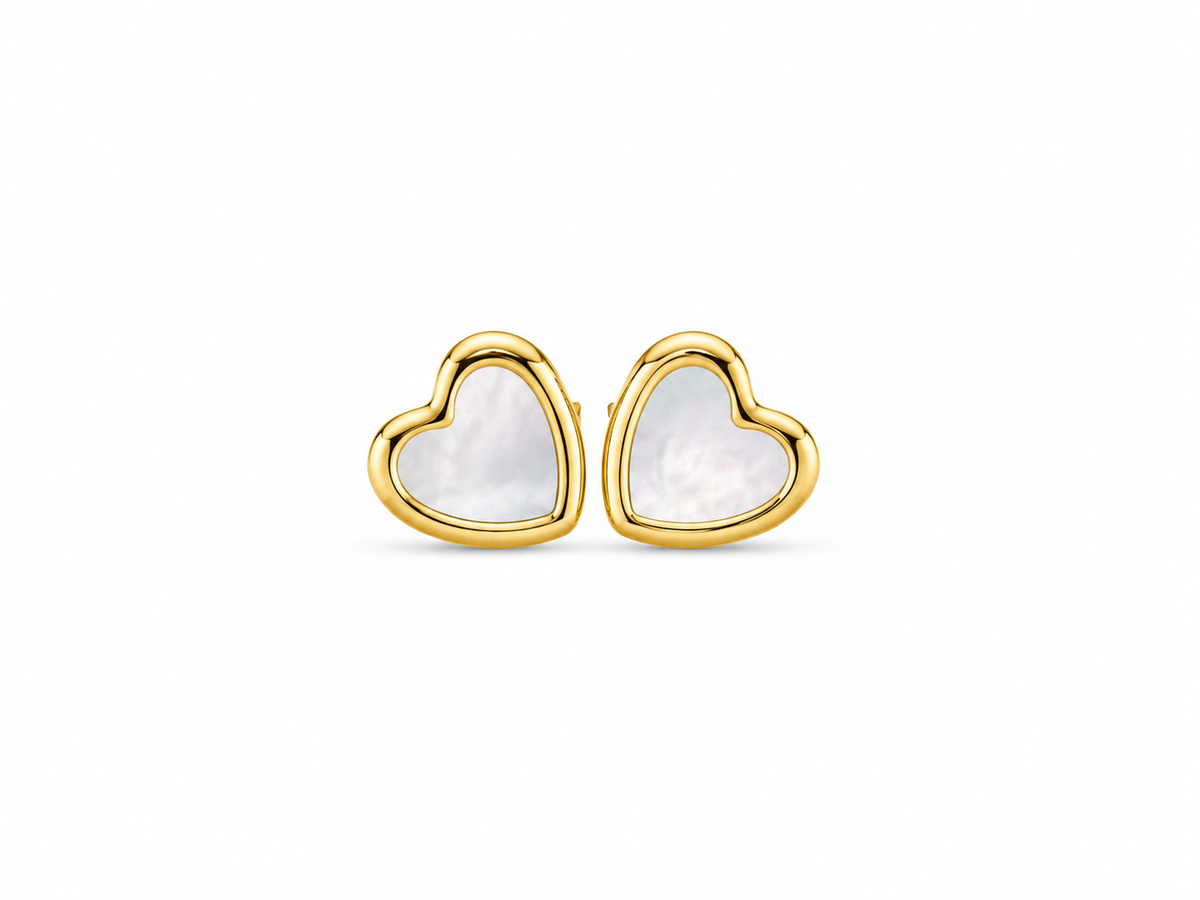 White Heart Stud Earrings