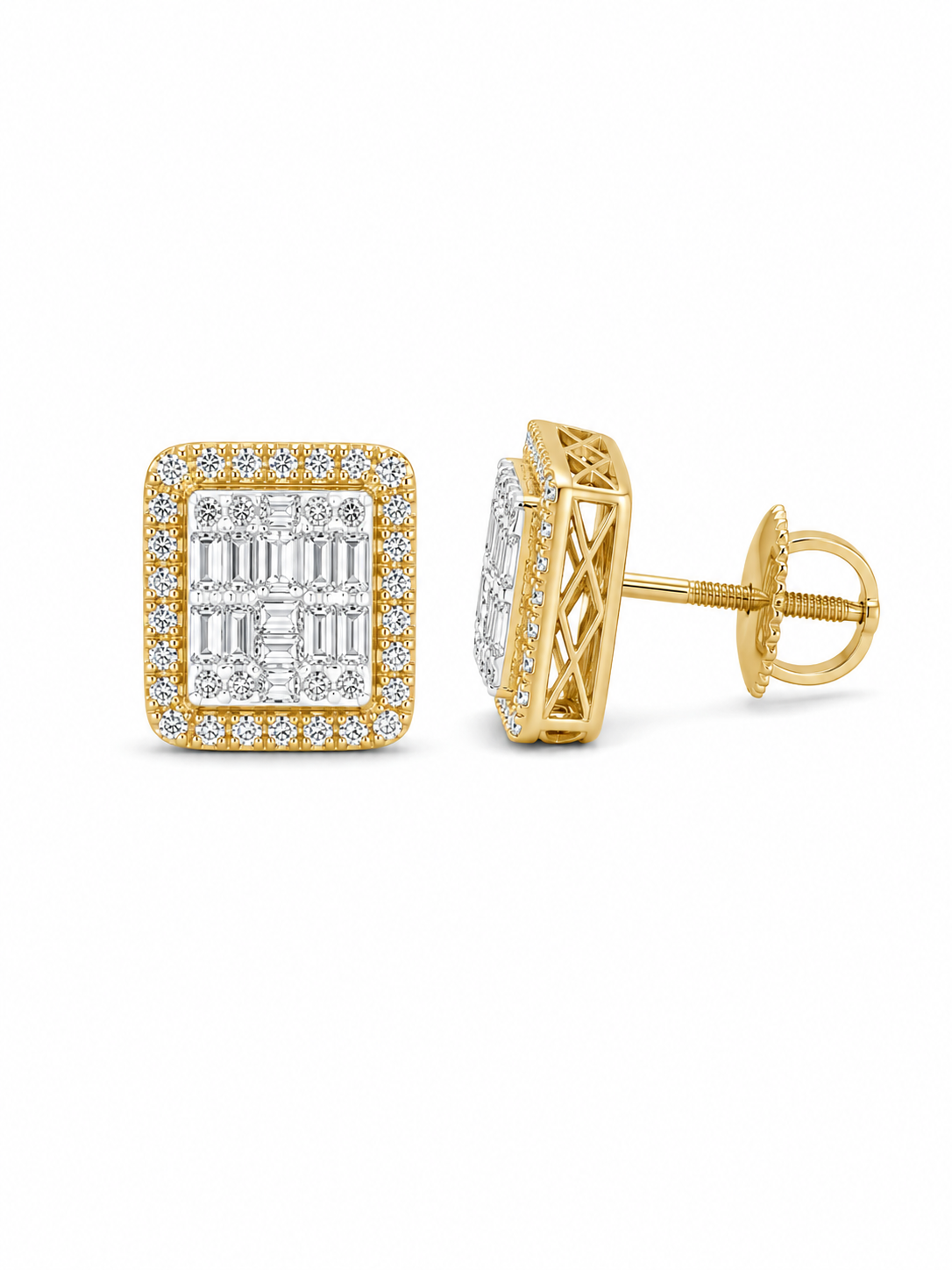 Square Diamond Stud Earrings