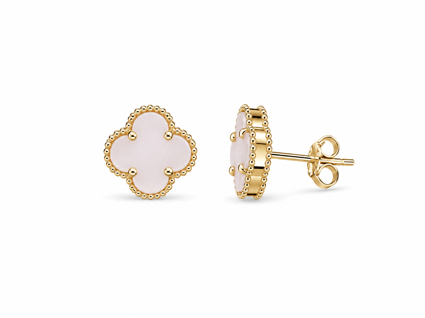 White Trevol Stud Earrings
