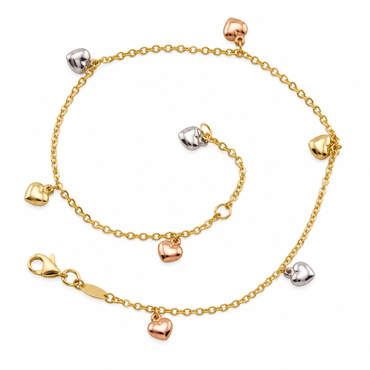 Three Colors Hearts Anklet