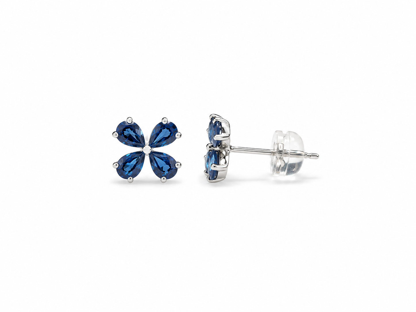 Sapphire Flower Stud Earrings