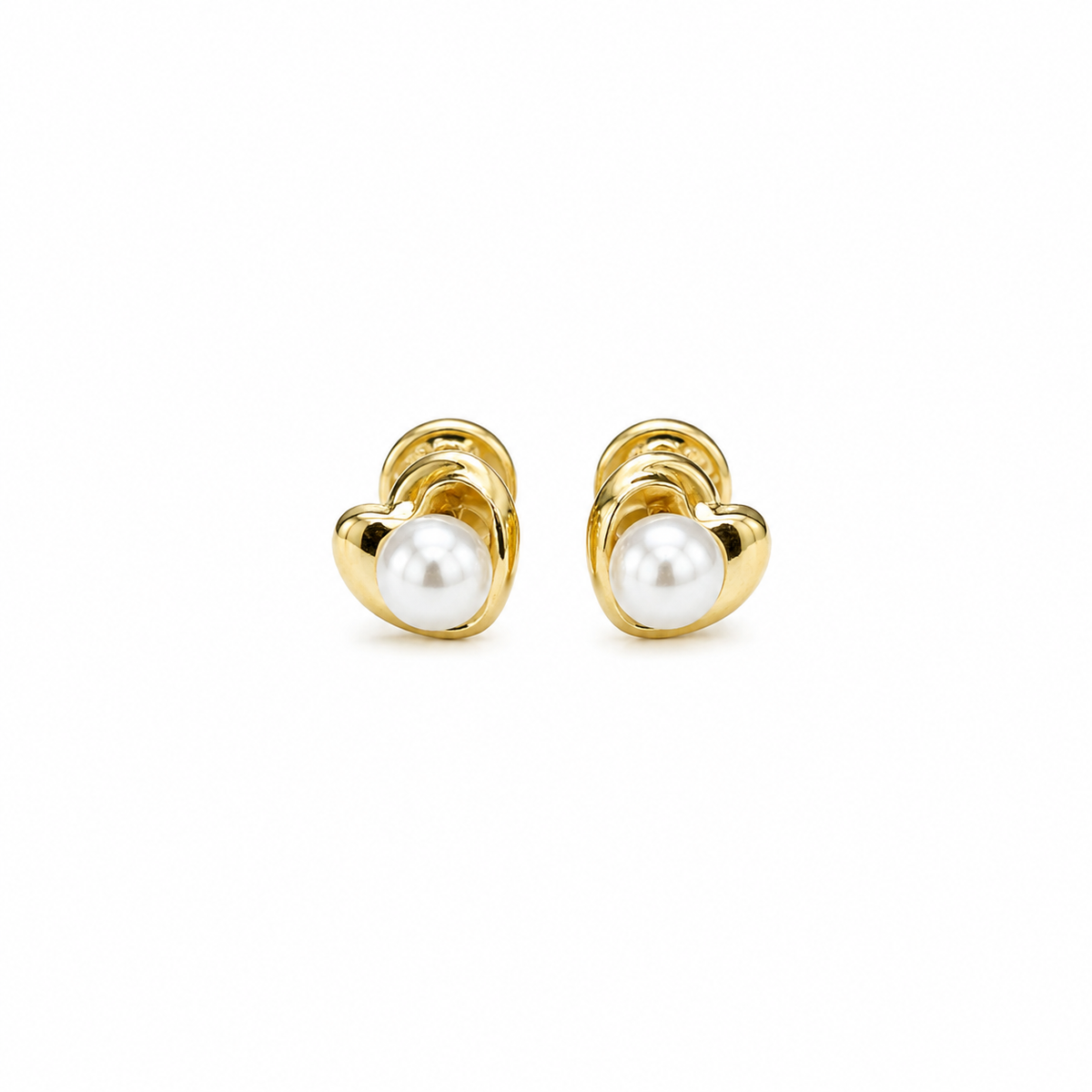 Heart of Pearl Stud Earrings