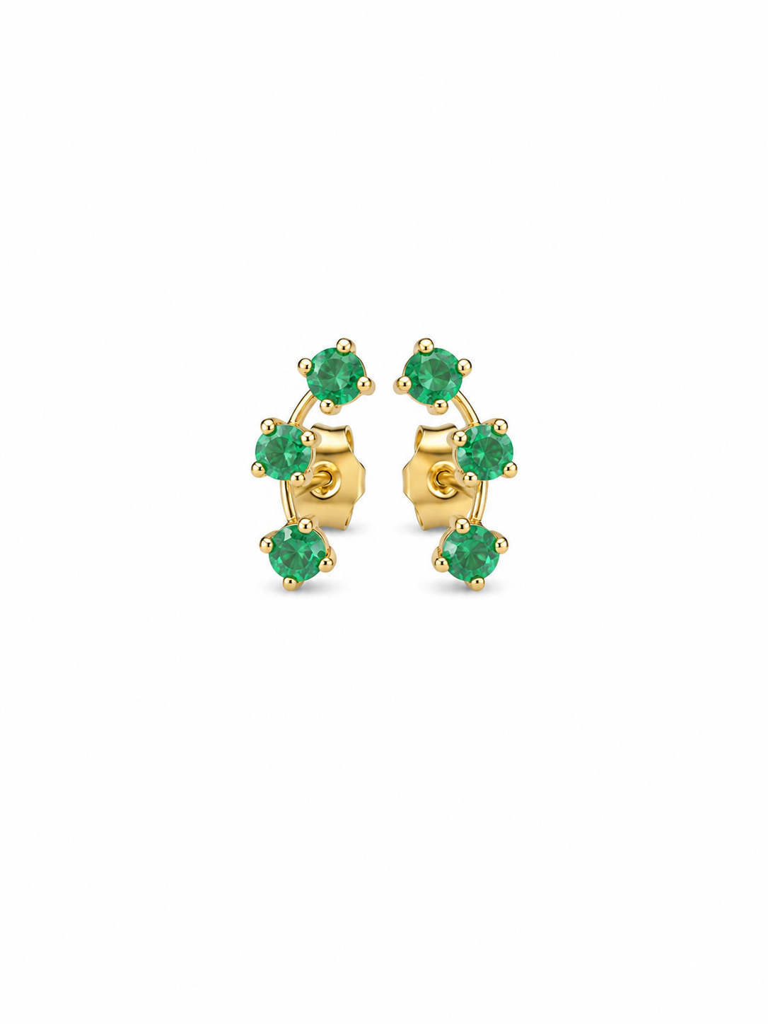 Three Emerald Stud Earrings