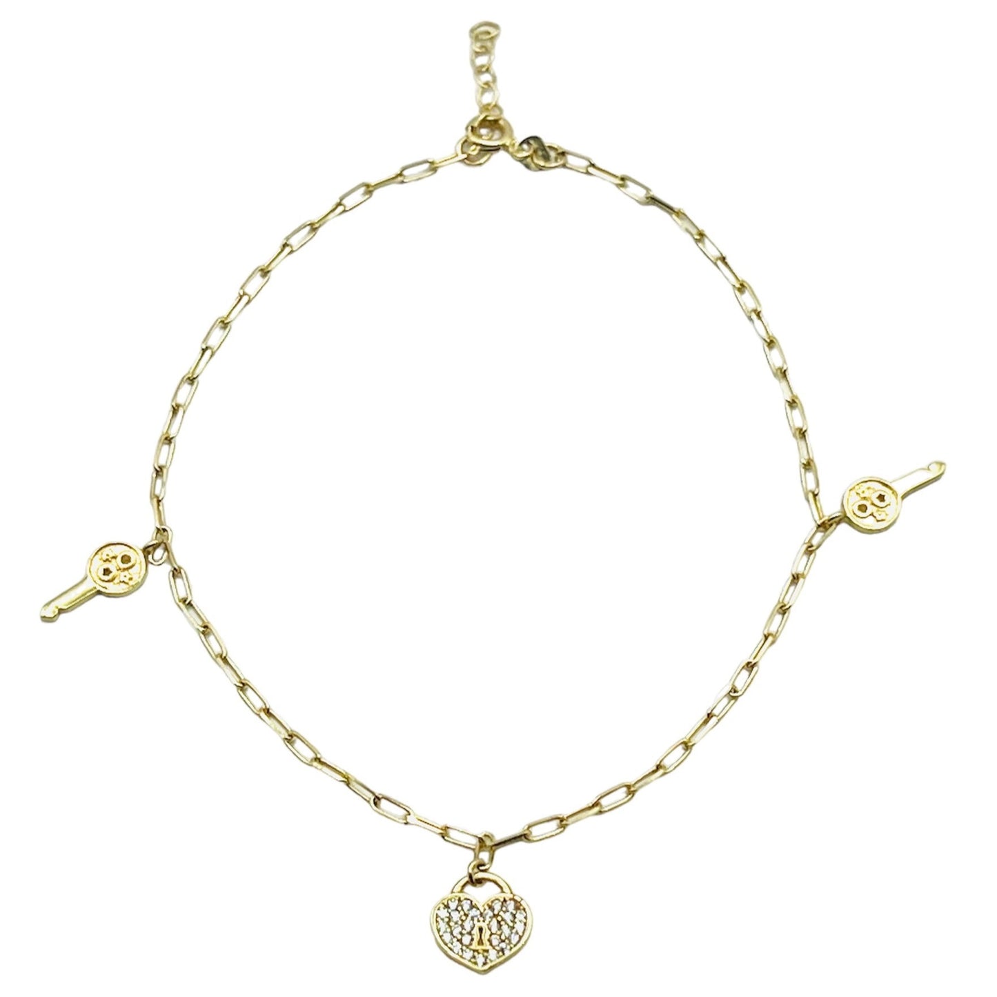 Heart And Key Anklet