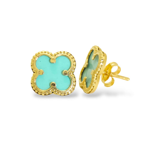 Turquesa Clover Stone Stud Earrings