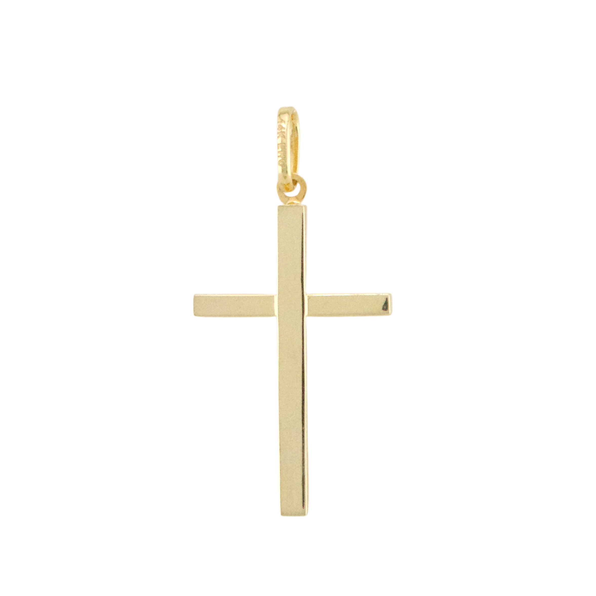 Plain Cross Pendant 14K Size 33.8mm x 16mm Weight 1g