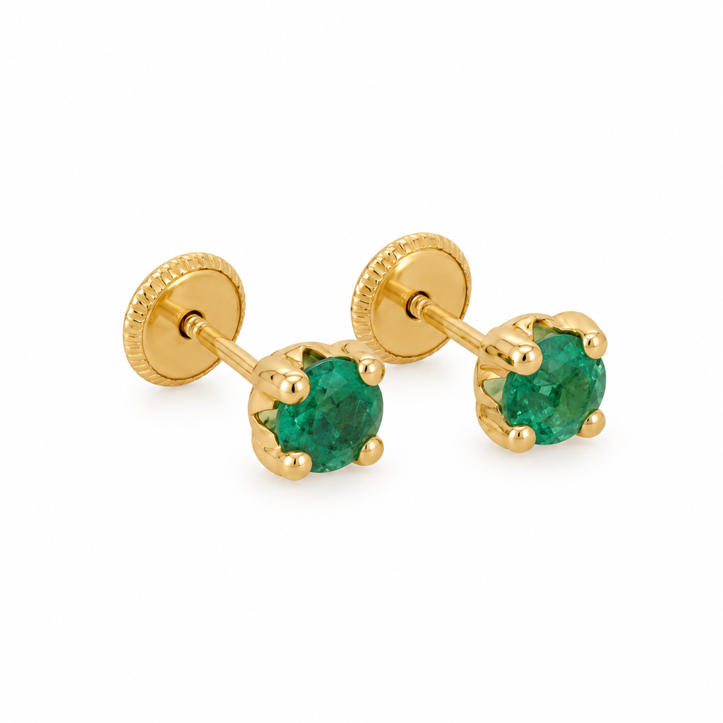 Emerald Flower Studs 18K
