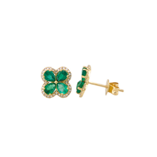 Emerald & Diamond Stud Earrings