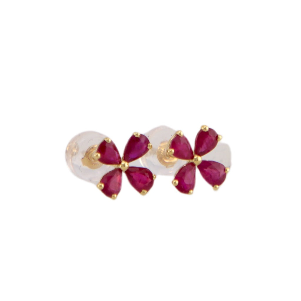 Ruby Flower Stud Earrings