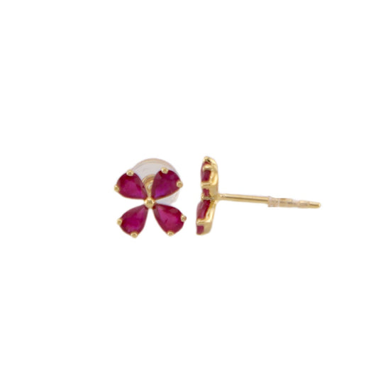Ruby Flower Stud Earrings