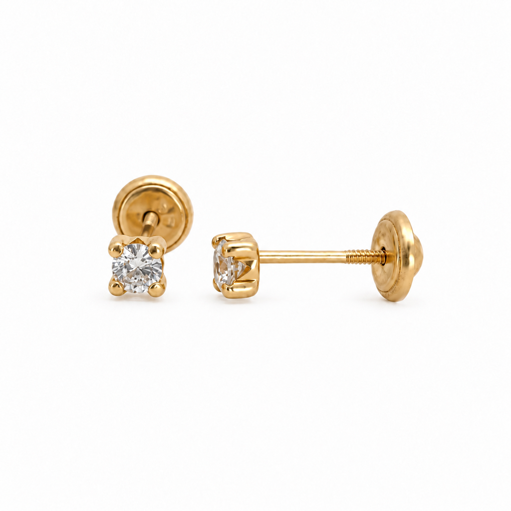 Zirconia Stud Earring 14K