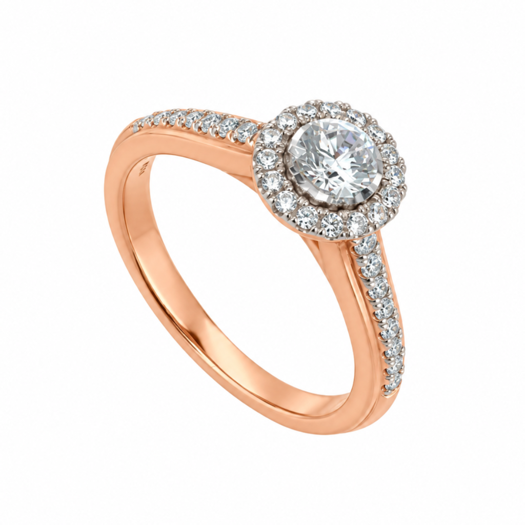 Diamond Engagement Rose Gold Ring 18K
