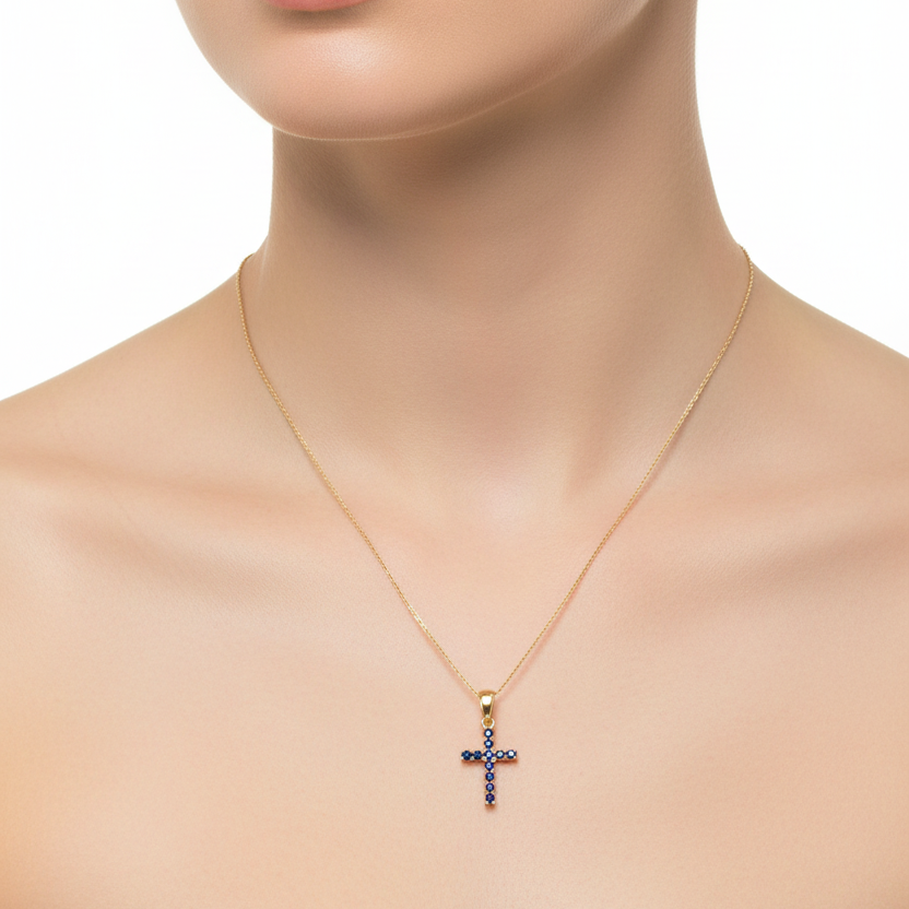 Sapphire Cross Necklace