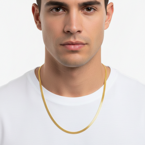 Bismark Link Chain 18K Italian Gold Size 27.5in x 4.8mm Weight 9.4G