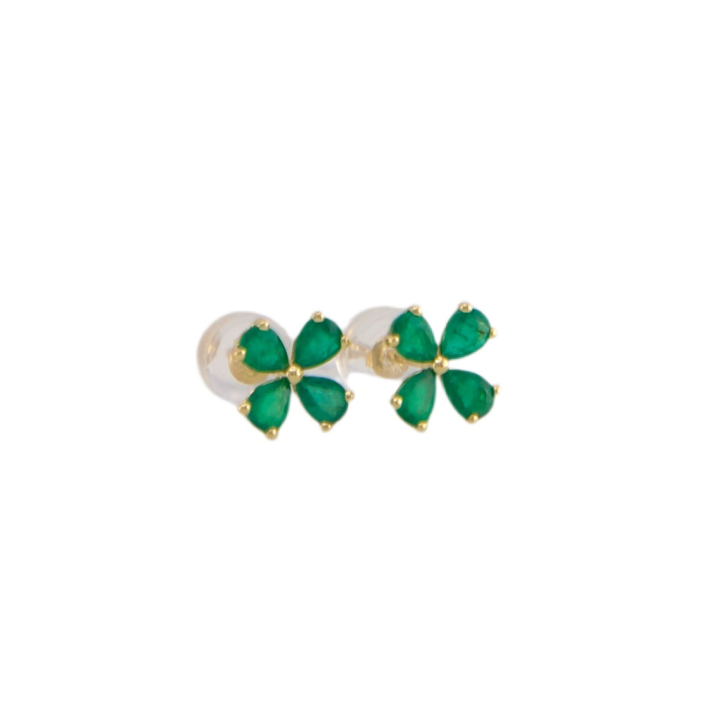 Emerald Flower Stud Earrings