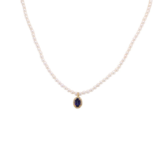 Diamond Sapphire Pearl Necklace