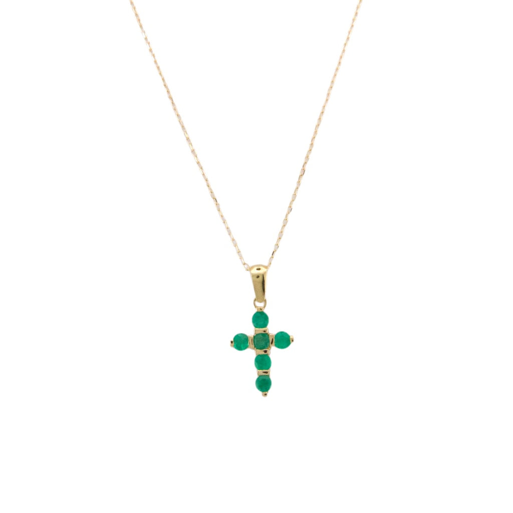 Emerald & Cross Necklace