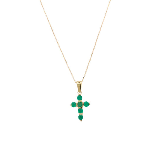 Emerald & Cross Necklace