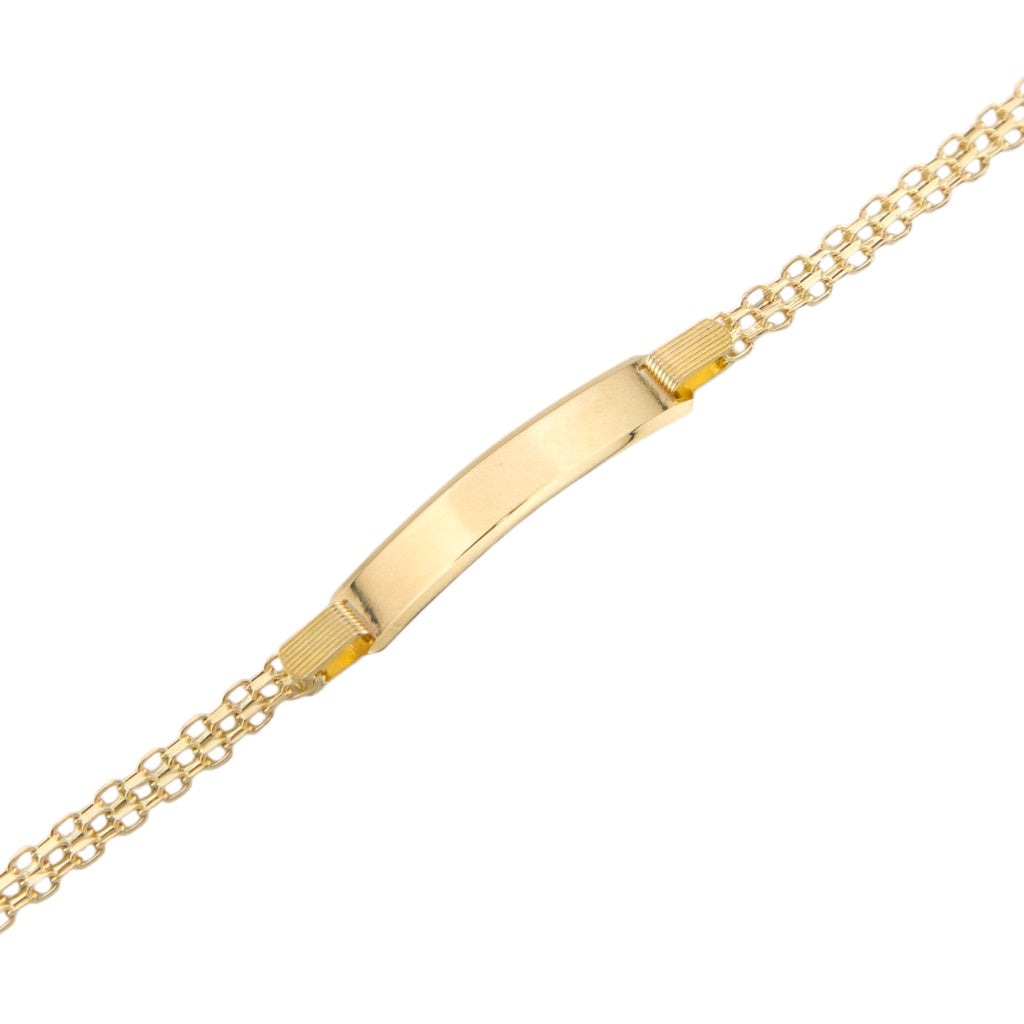 Bismark Link Bracelet 18K Italian Gold Size 8in x 4.5mm Weight 6.1G