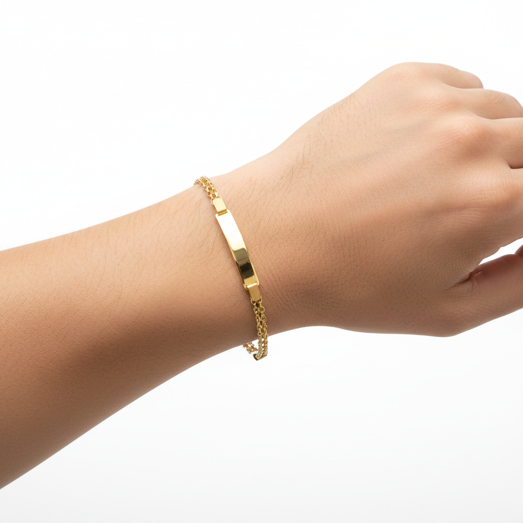 Bismark Link Bracelet 18K Italian Gold Size 8in x 4.5mm Weight 6.1G