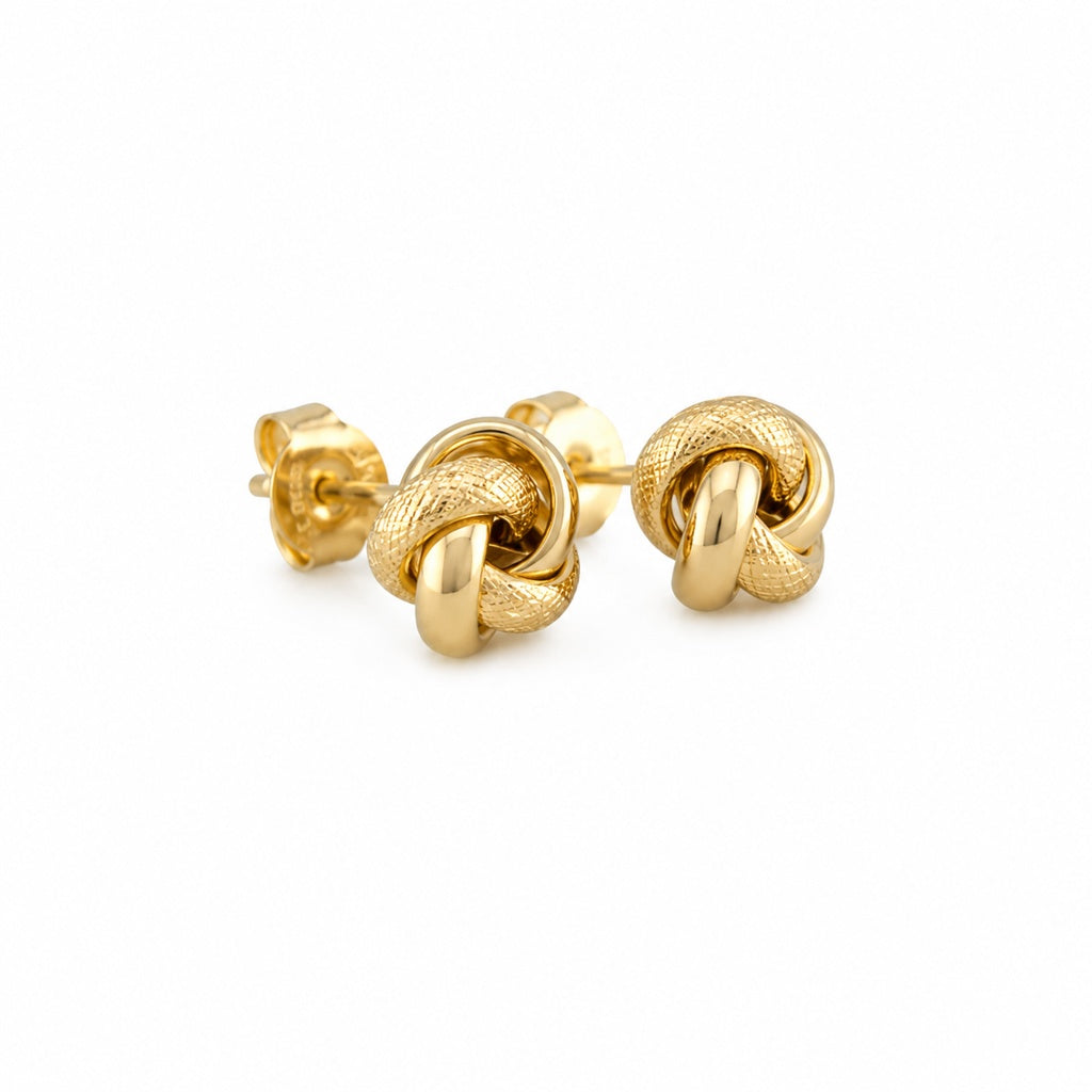 Knot Stud Earring 14K 8mm x 8mm 1.2G