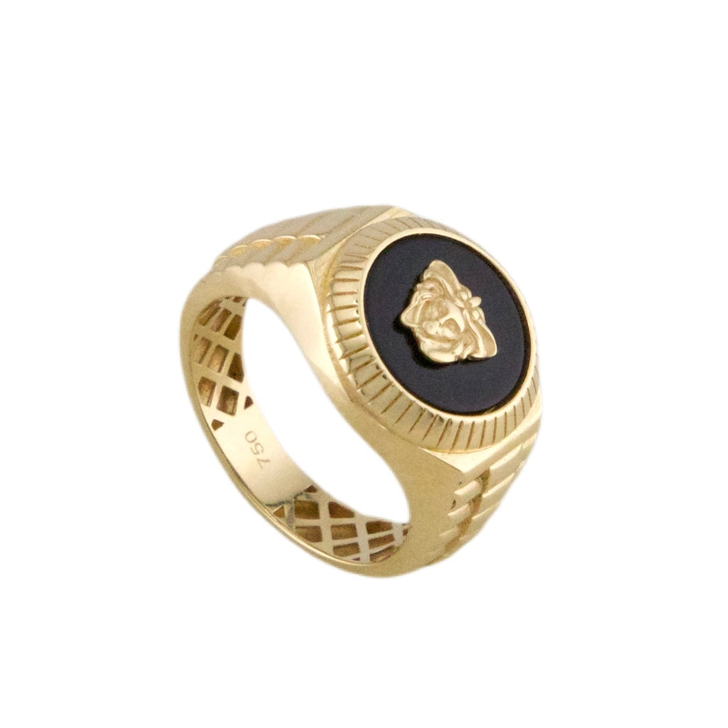 Black Lyon VS Ring 18K Italian Gold Size S 10 Weight 7G