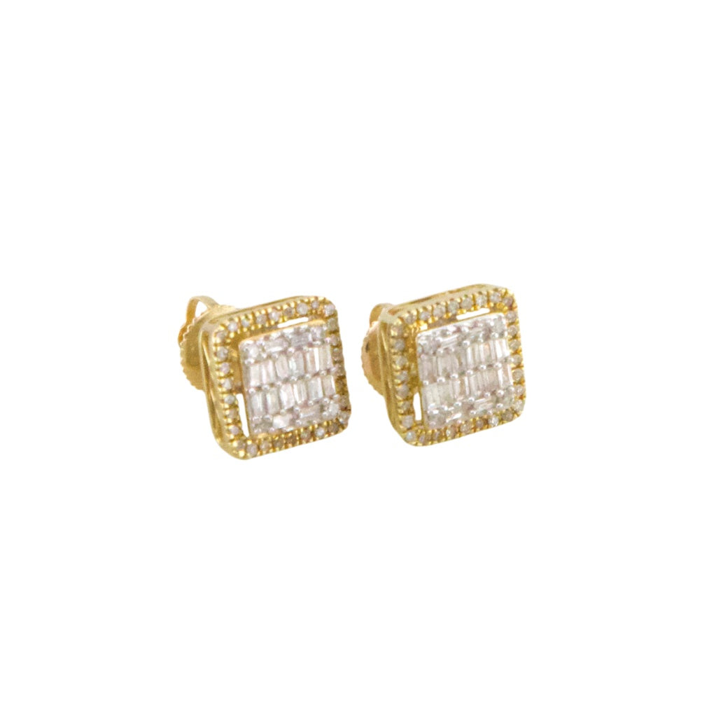 Square Diamond Stud Earrings