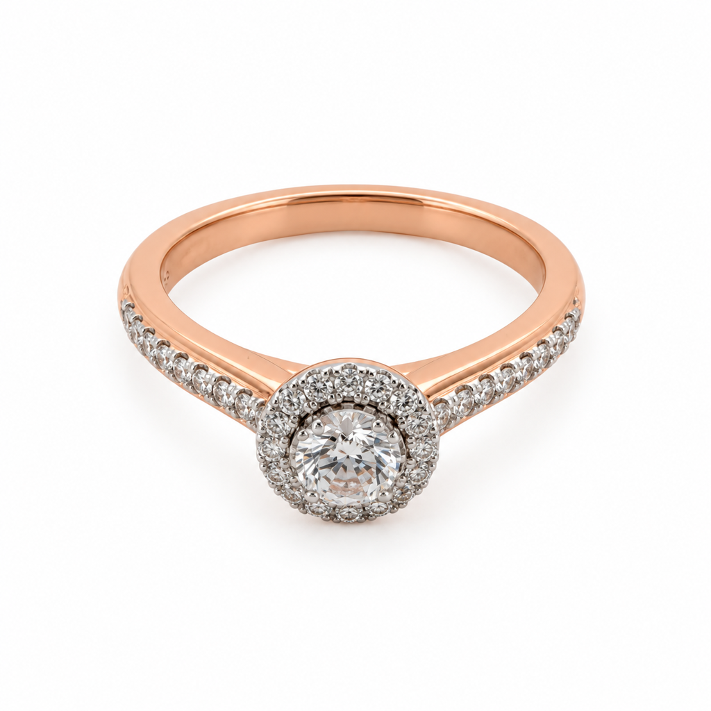 Diamond Engagement Rose Gold Ring 18K