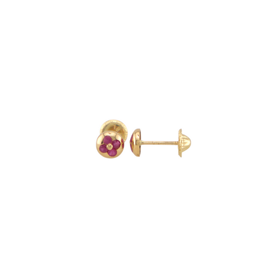 Ruby Flower Stud Earrings