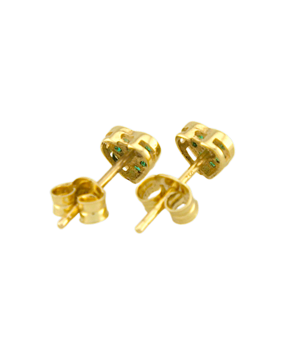 Green Hearts Stud Earrings