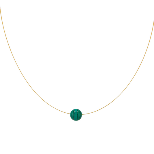 Gold & Stainless Malachite Stone Necklace