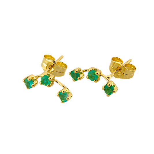 Three Esmerald Stud Earrings