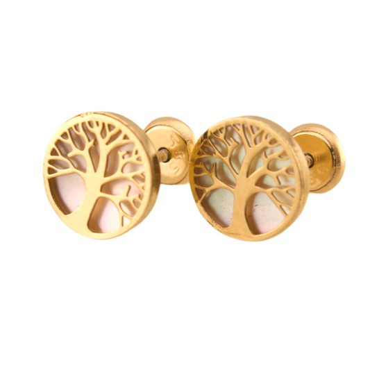 Tree of Life Pearl Stud Earrings