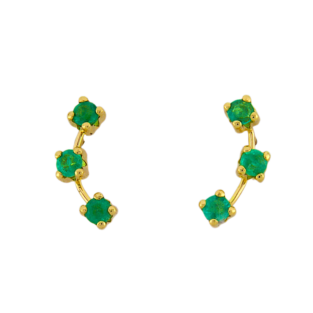 Three Emerald Stud Earrings