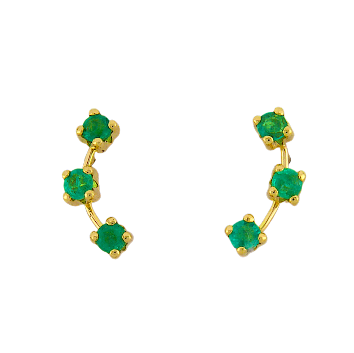 Three Emerald Stud Earrings