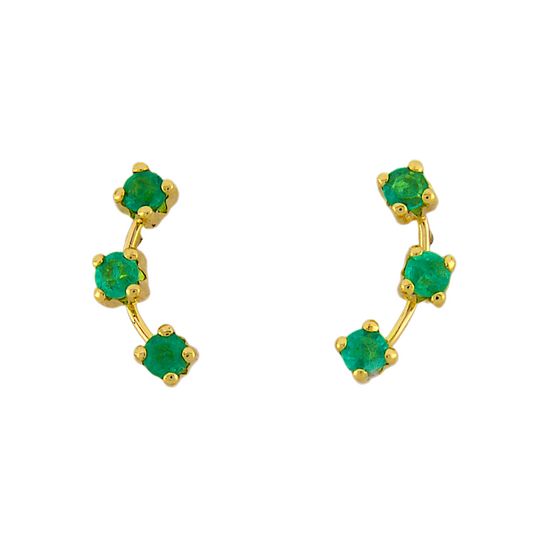 Three Emerald Stud Earrings