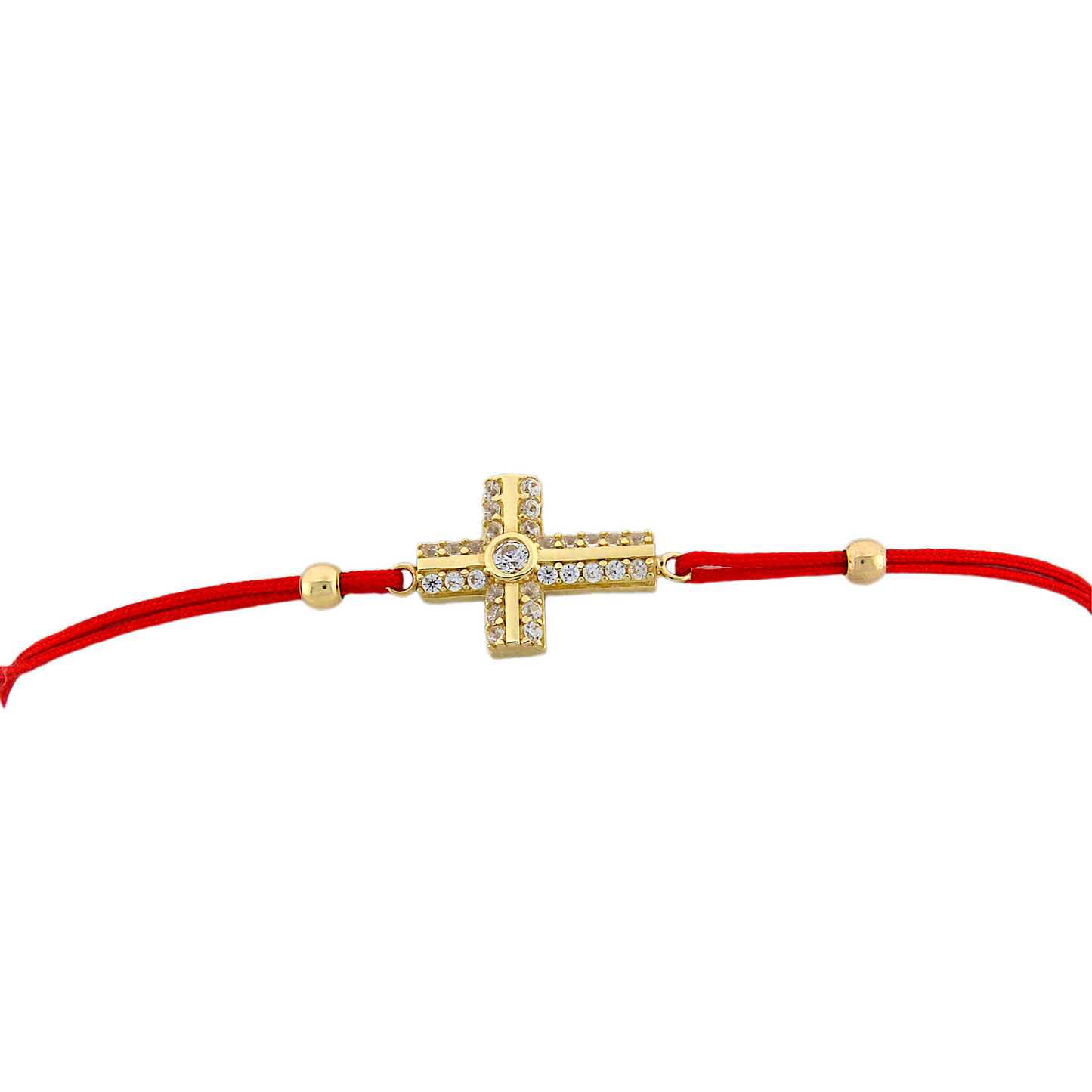 Gold Red String Cross Bracelet