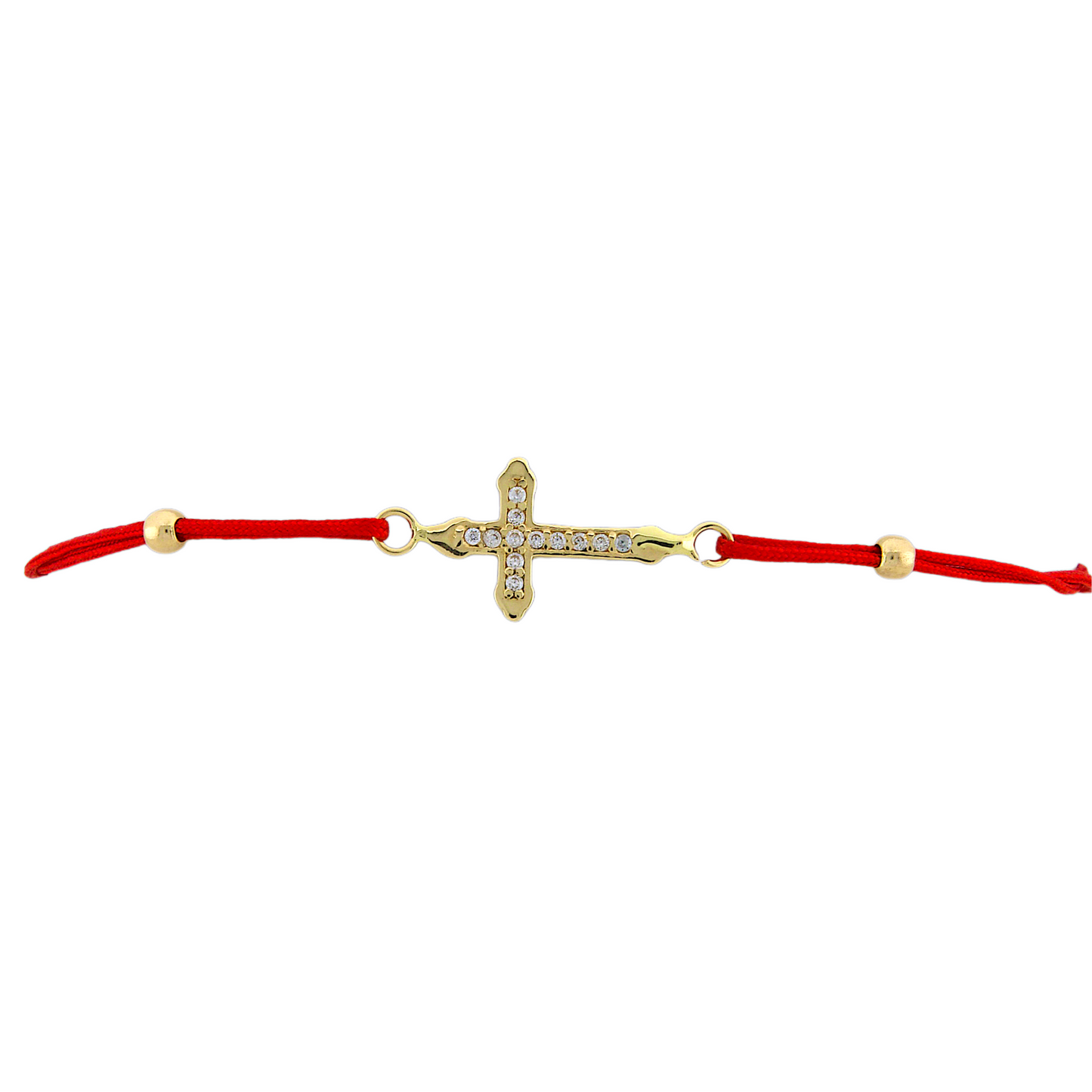 Gold Red String Cross Bracelet