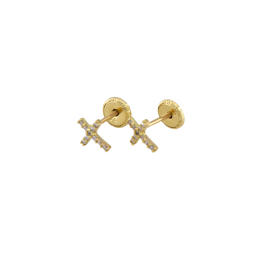 Zirconia Cross Stud Earrings