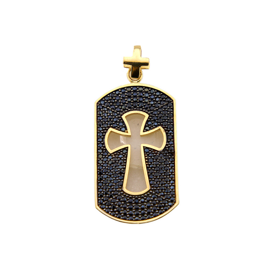 Black Zirconia Tag Cross Pendant