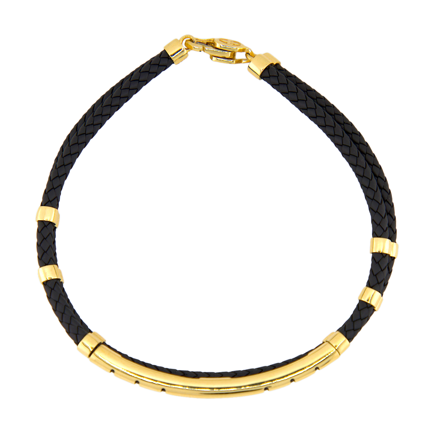 Black Leather Gold Bracelet