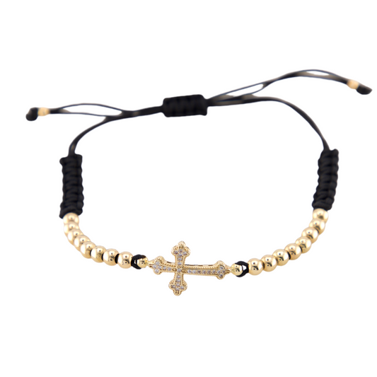 Black String Cross Bracelet