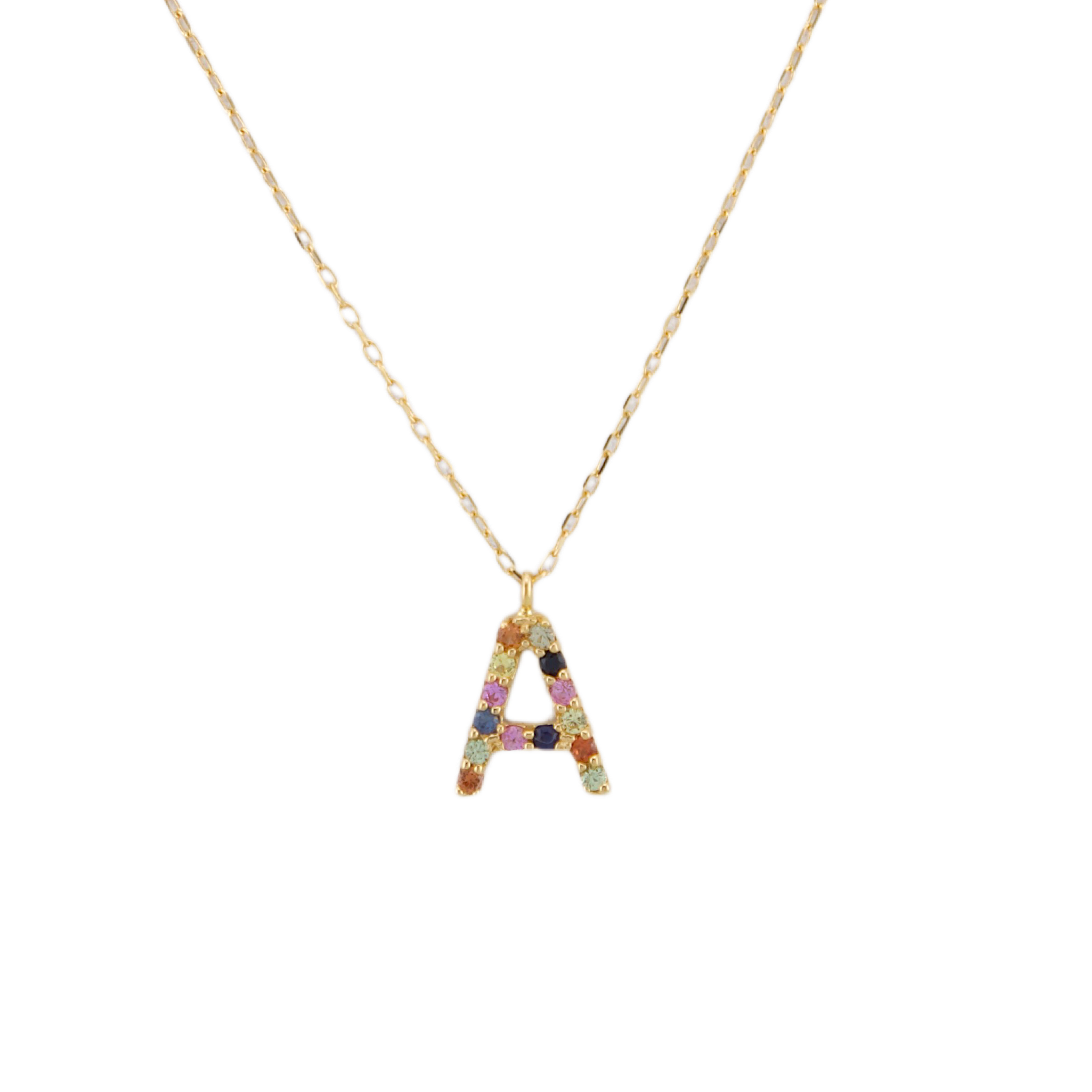Semi Precious Stones Letter Necklace