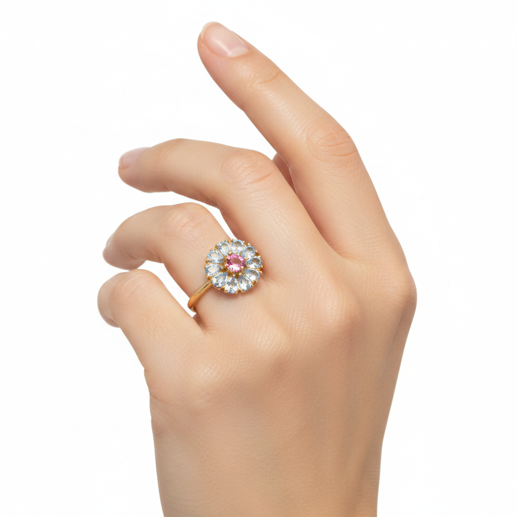Semi Precious Flower Ring