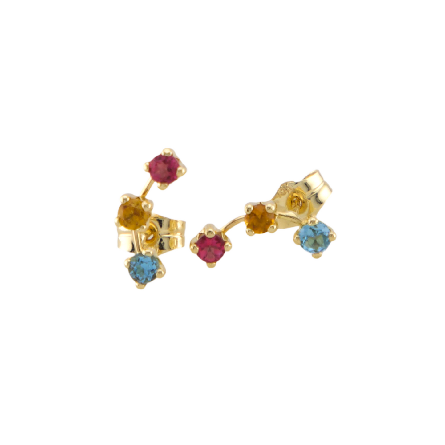 Three Semi Precious Stone Stud Earrings